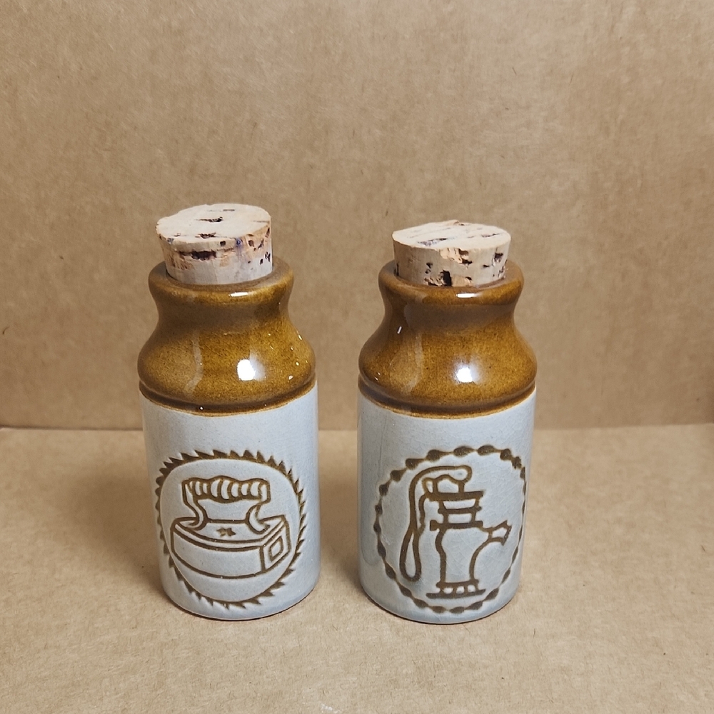Vintage Ceramic Bottles with Cork Stoppers Made In Canada